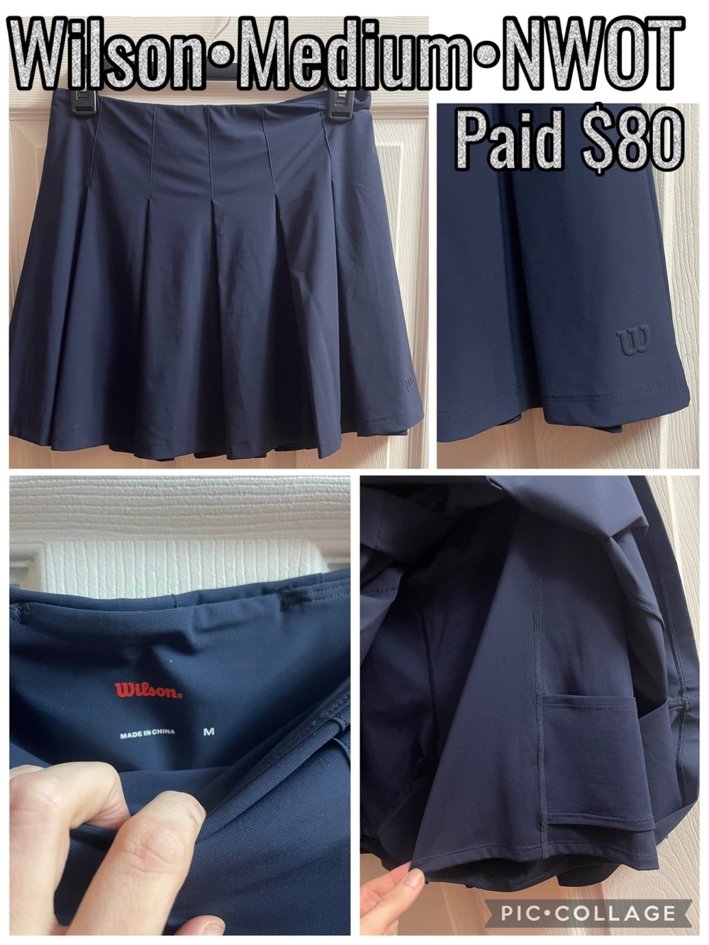 Wilson Navy Blue Women's Skater Tennis Skirt with Built-In Shorts